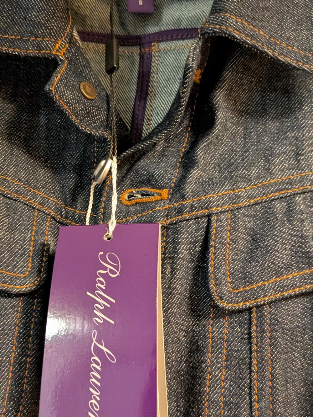 Ralph Lauren Purple Label Dark Denim Midi Dress with Contrast Topstitching